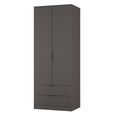 Fluted Wardrobe - 2 Door - 2 Drawer - Graphite