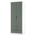 Fluted Wardrobe - 2 Door - 2 Drawer - Reed Green and White Matt