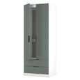 Fluted Wardrobe - 2 Door - 2 Drawer - Reed Green and White Matt