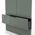 Fluted Wardrobe - 2 Door - 2 Drawer - Reed Green and White Matt