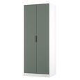 Fluted Wardrobe - 2 Door - Reed Green and White Matt