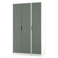 Fluted Wardrobe - 3 Door - Triple - Reed Green and White Matt