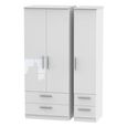 Clearance - Knightsbridge Wardrobe - 3 Door - 4 Drawer - Triple - White Gloss - FSS17369