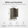 Camille Wardrobe - 2 Door - 1 Drawer - Grey Oak
