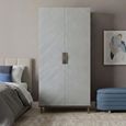 Lilly Wardrobe - 2 Door - Chevron - Soft Grey and Bronze - Wood and Metal