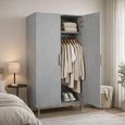 Lilly Wardrobe - 2 Door - Chevron - Soft Grey and Bronze - Wood and Metal