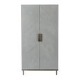 Lilly Wardrobe - 2 Door - Chevron - Soft Grey and Bronze - Wood and Metal
