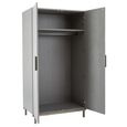Lilly Wardrobe - 2 Door - Chevron - Soft Grey and Bronze - Wood and Metal