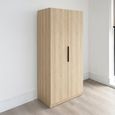 Luna Wardrobe - 2 Door - Oak and Black - Wood