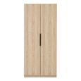 Luna Wardrobe - 2 Door - Oak and Black - Wood