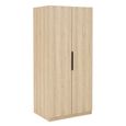 Luna Wardrobe - 2 Door - Oak and Black - Wood