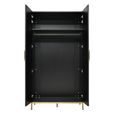 Tulip Wardrobe - 2 Door - Wenge Black and Gold - Wood and Metal
