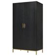 Tulip Wardrobe - 2 Door - Wenge Black and Gold - Wood and Metal