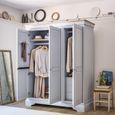 Chantilly Wardrobe - 3 Door - 3 Drawer - Grey Painted - Wood