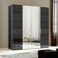 Montecarlo Wardrobe - 4 Door - 2 Mirror - Grey Koto High Gloss