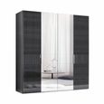 Montecarlo Wardrobe - 4 Door - 2 Mirror - Grey Koto High Gloss