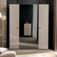 Claire Fluted Wardrobe - 4 Door 2 Mirror - Pearl Line Eco Veneer High Gloss