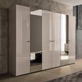 Claire Fluted Wardrobe - 6 Door 2 Mirror - Pearl Line Eco Veneer High Gloss