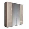 Claire Fluted Wardrobe - 4 Door 2 Mirror - Pearl Line Eco Veneer High Gloss