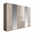 Claire Fluted Wardrobe - 6 Door 2 Mirror - Pearl Line Eco Veneer High Gloss