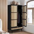 Noah Wardrobe - 2 Door - 1 Drawer - Black - Rattan