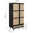 Noah Wardrobe - 2 Door - 1 Drawer - Black - Rattan
