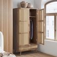 Noah Wardrobe - 2 Door - 1 Drawer - Oak and Rattan