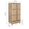Noah Wardrobe - 2 Door - 1 Drawer - Oak and Rattan