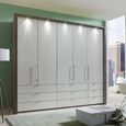 Loft Grey Glass and Oak Carcase 5 Door Bi Fold 9 Drawer Wardrobe thumbnail