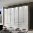 Loft Grey Glass and Oak Carcase 6 Door Bi Fold 9 Drawer Wardrobe thumbnail