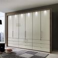Loft Magnolia Glass and Oak Carcase 6 Door Bi Fold 9 Drawer Wardrobe thumbnail
