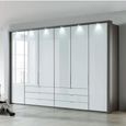 Loft White Glass and Oak Carcase 6 Door Bi Fold 6 Drawer Wardrobe thumbnail