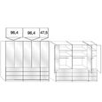 Loft Grey Glass and Oak Carcase 5 Door Bi Fold 9 Drawer Wardrobe thumbnail 2