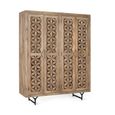 Marlee Natural Mango Wood 4 Door Geometric Wardrobe thumbnail 2