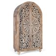 Aura Distressed White Washed Hand Carved Floral 2 Door Arched Wardrobe thumbnail 2