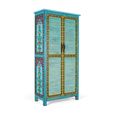 Numek Distressed Turquoise Blue Mango Wood Hand Painted 2 Door Wardrobe thumbnail 2