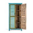 Numek Distressed Turquoise Blue Mango Wood Hand Painted 2 Door Wardrobe thumbnail 3