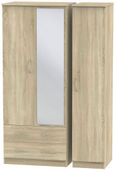Avon Wardrobe - 3 Door - Combi with 1 Mirror - LHF 2 Drawers - Oak