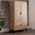 Bali Oak Double 2 Door 1 Drawer Wardrobe thumbnail