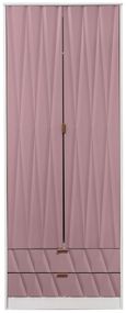 Diamond Tall Wardrobe - 2 Door - 2 Drawer - Pink and White