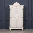 French Style Armoire Wardrobe - Lomira White Carved - 2 Door