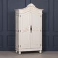French Style Armoire Wardrobe - Lomira White Carved - 2 Door