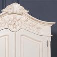 French Style Armoire Wardrobe - Lomira White Carved - 2 Door