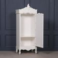 French Style Armoire Wardrobe - White Carved - 1 Door Mirror