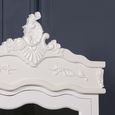 French Style Armoire Wardrobe - White Carved - 1 Door Mirror