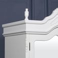French Style Armoire Wardrobe - White Carved - 2 Door Mirror