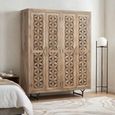 Marlee Natural Mango Wood 4 Door Geometric Wardrobe thumbnail