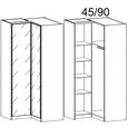 Alabama Wardrobe - 100cm - 2 Door Corner - Mirrored - Alpine White