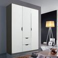 Arnstein Wardrobe - 136cm - 3 Door - 2 Drawer - Metallic Dark Grey & Alpine White