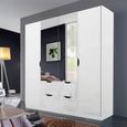 Arnstein Wardrobe - 181cm - 4 Door - Combi - Alpine White & White High Gloss